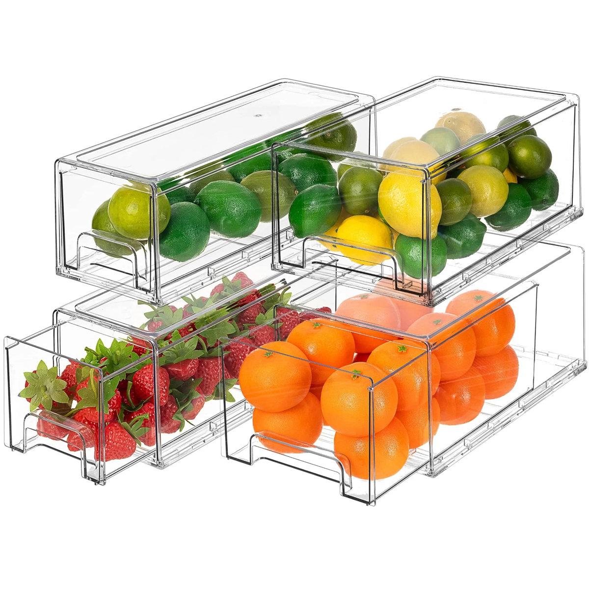 Sorbus Fridge Drawers - Clear Plastic Stackable Pull-out Refrigerator Organizer Bins - Food Storage Containers For Kitchen, Refrigerator, Freezer, Pantry And Vanity (4 Pack | Large & Small)